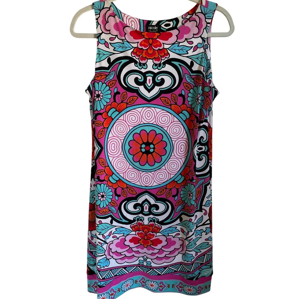 Nicole by Nicole Miller NEW Shift Dress Sleeveless Sz S Geometric Colorful Boho